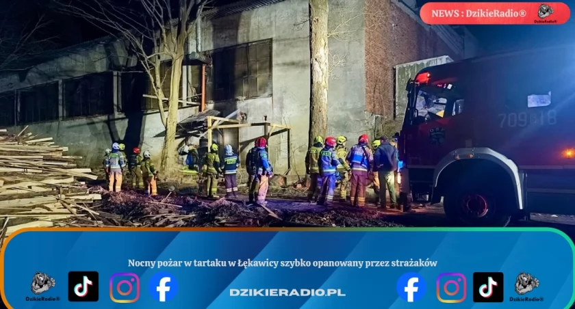 Nocny pożar w tartaku w Łękawicy szybko opanowany przez strażaków