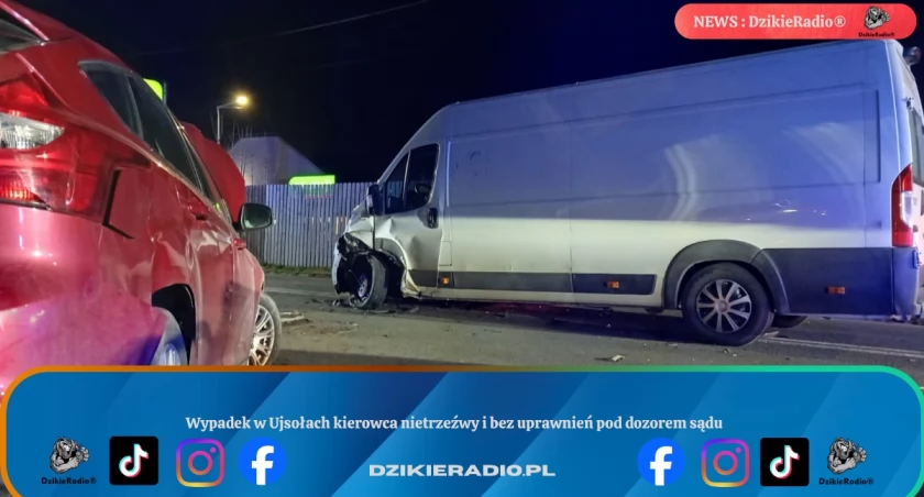 Wypadek w Ujsołach kierowca nietrzeźwy i bez uprawnień pod dozorem sądu