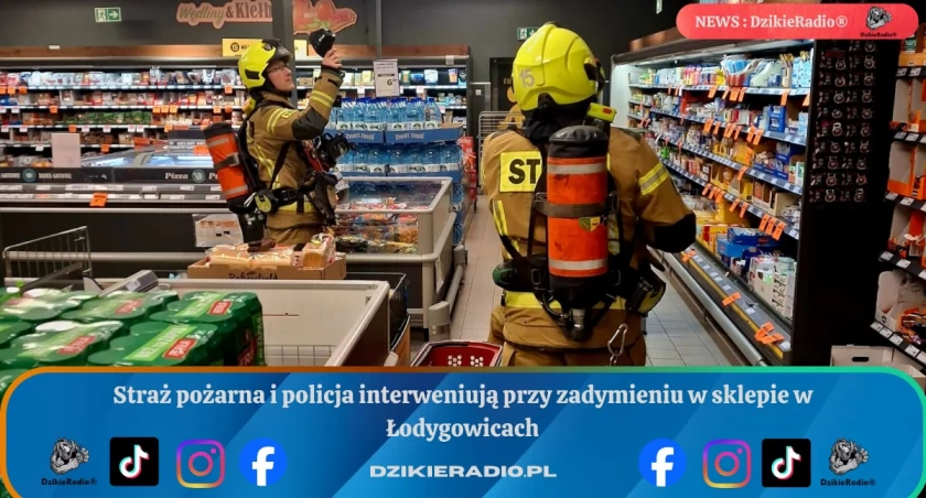 Strażacy i policja interweniują przy zadymieniu w sklepie w Łodygowicach