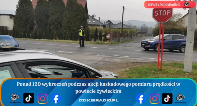 Ponad 120 wykroczeń podczas akcji kaskadowego pomiaru prędkości w powiecie żywieckim
