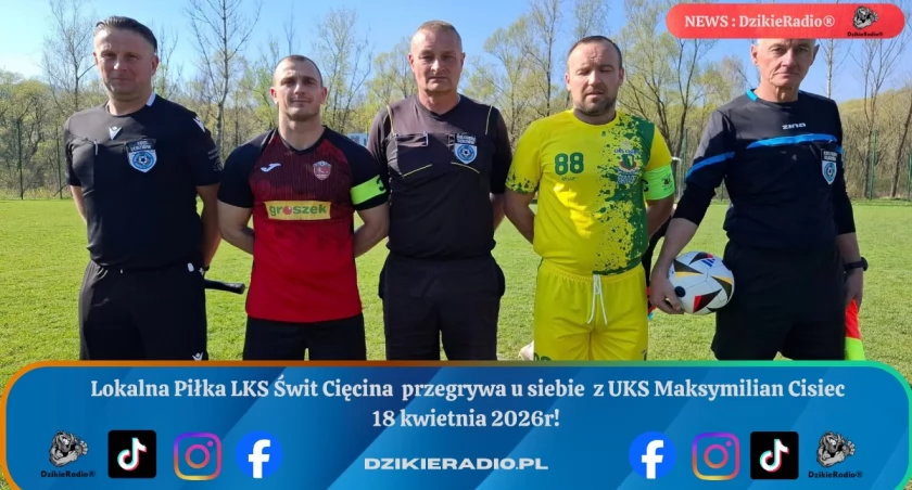 Mecz LKS Świt Cięcina z UKS Maksymilian Cisiec zakończony minimalną porażką gospodarzy.