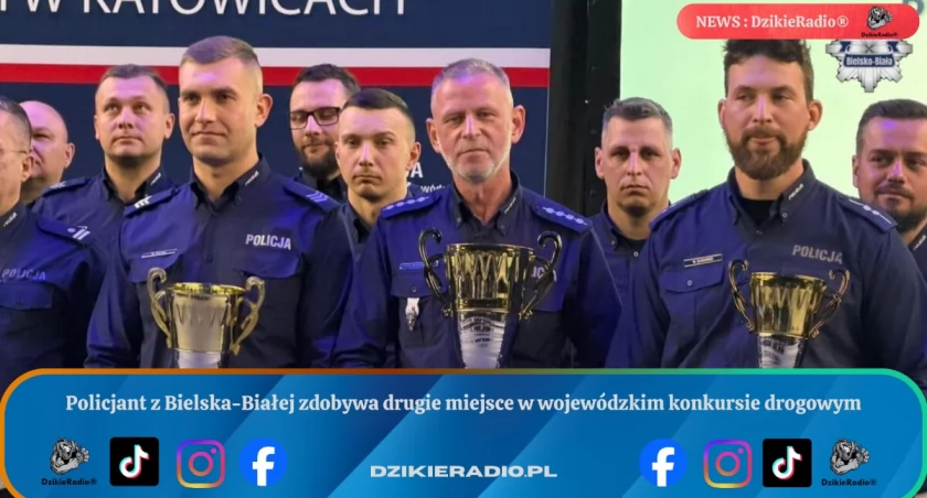 Policjant z Bielska-Białej zdobywa drugie miejsce w wojewódzkim konkursie drogowym