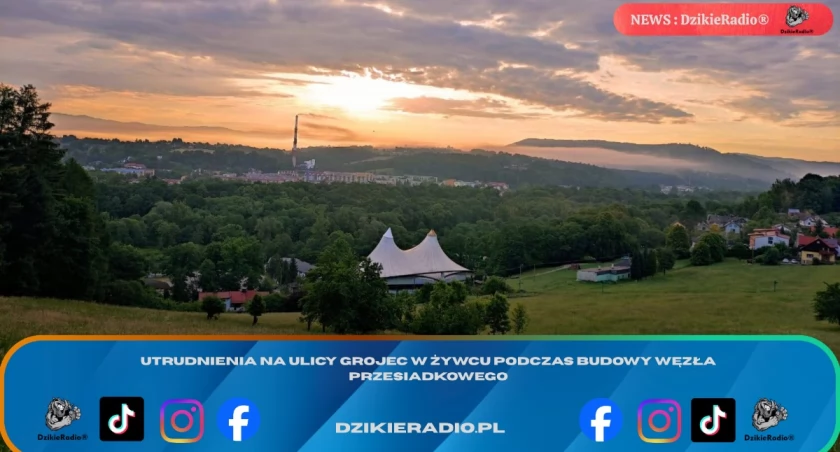Utrudnienia na ulicy Grojec w Żywcu podczas budowy węzła przesiadkowego