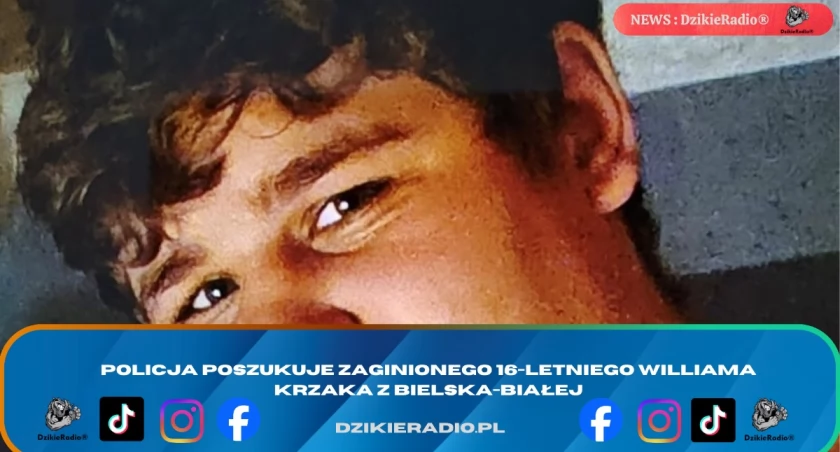Policja poszukuje zaginionego 16-letniego Williama Krzaka z Bielska-Białej