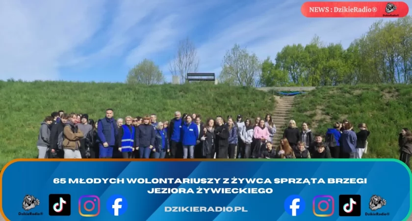 65 młodych wolontariuszy z Żywca sprząta brzegi Jeziora Żywieckiego