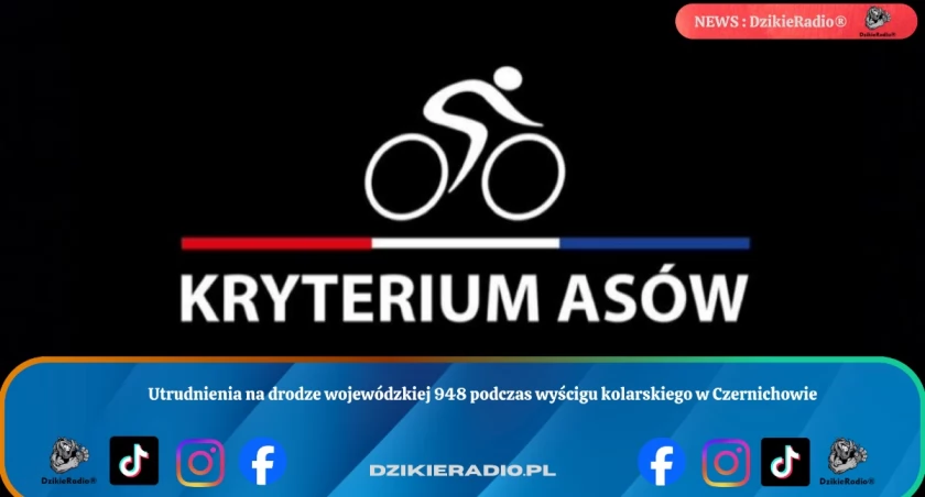 Utrudnienia na drodze wojewódzkiej 948 podczas wyścigu kolarskiego w Czernichowie