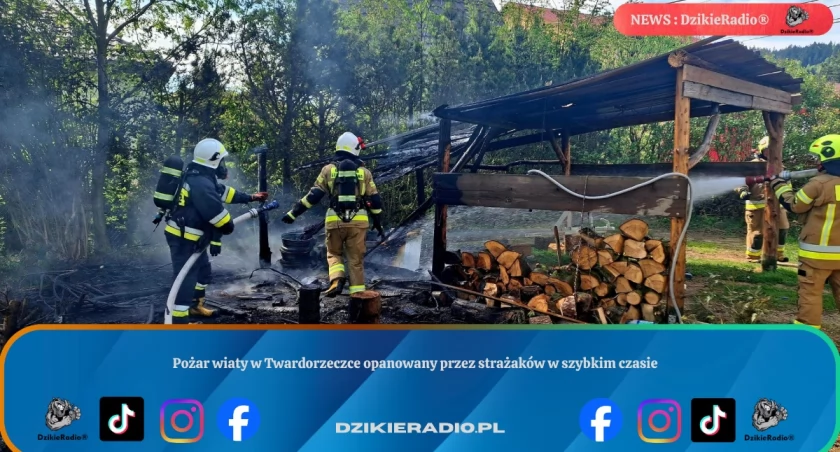 Pożar wiaty w Twardorzeczce opanowany przez strażaków w szybkim czasie