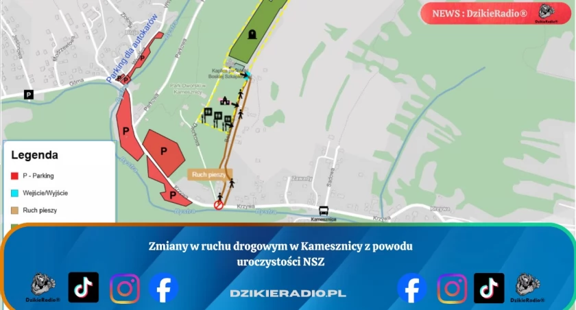 Zmiany w ruchu drogowym w Kamesznicy z powodu uroczystości NSZ