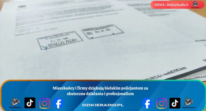 Mieszkańcy i firmy dziękują bielskim policjantom za skuteczne działania i profesjonalizm