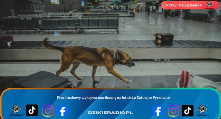 Pies służbowy wykrywa marihuanę na lotnisku Katowice Pyrzowice