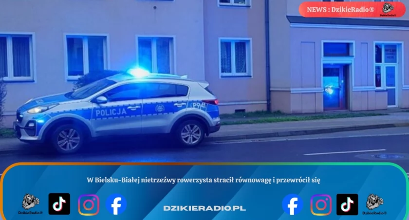 W Bielsku-Białej nietrzeźwy rowerzysta stracił równowagę i przewrócił się