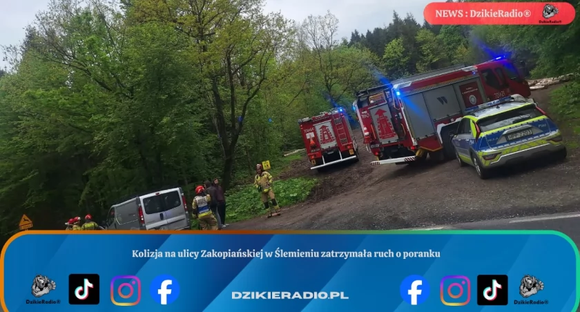 Kolizja na ulicy Zakopiańskiej w Ślemieniu zatrzymała ruch o poranku