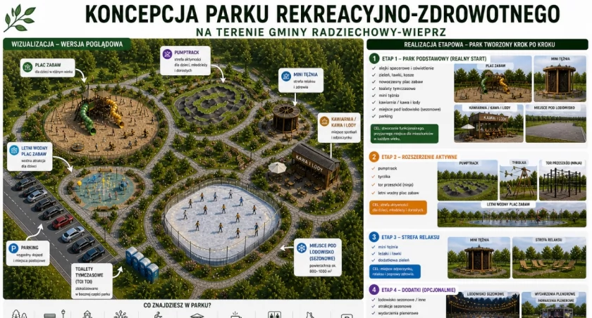Nowy park w Radziechowach Wieprzu może zmienić oblicze gminy i życia rodzinnego