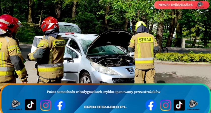 Pożar samochodu w Łodygowicach szybko opanowany przez strażaków