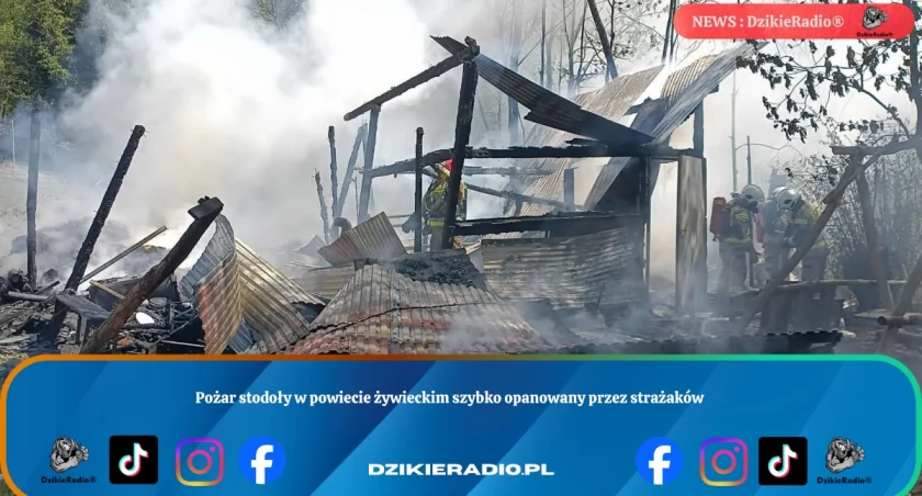 Pożar stodoły w powiecie żywieckim szybko opanowany przez strażaków