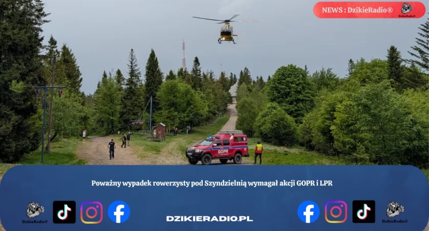Poważny wypadek rowerzysty pod Szyndzielnią wymagał akcji GOPR i LPR