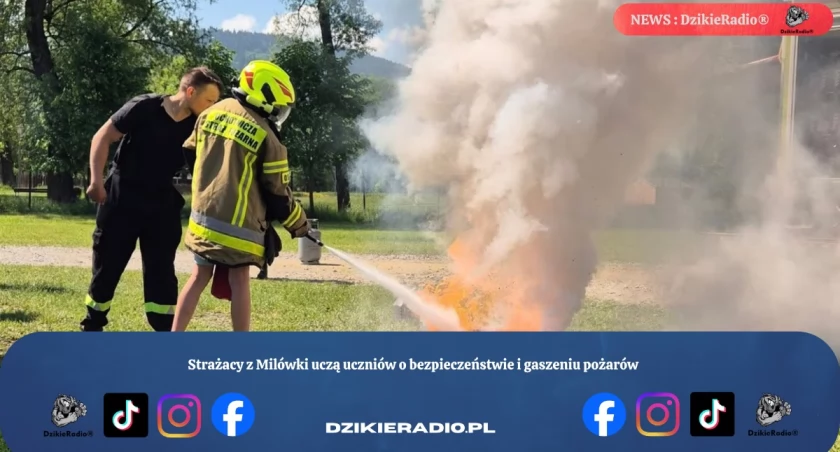 Strażacy z Milówki uczą uczniów o bezpieczeństwie i gaszeniu pożarów