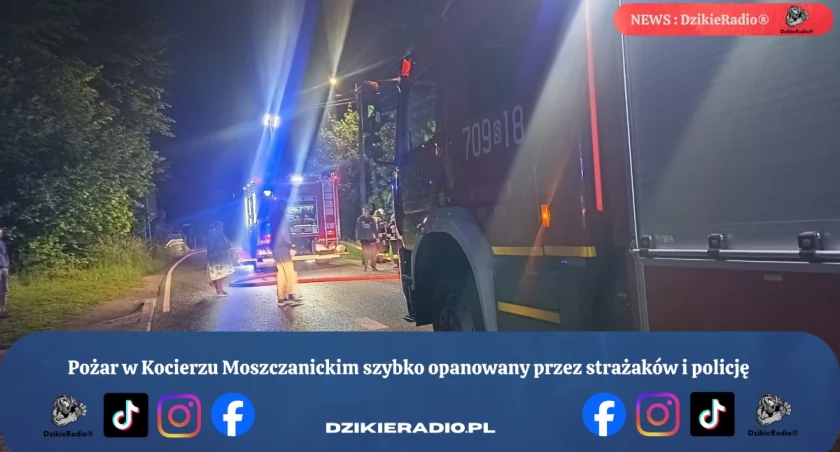Pożar w Kocierzu Moszczanickim szybko opanowany przez strażaków i policję