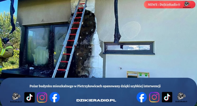 Pożar budynku mieszkalnego w Pietrzykowicach opanowany dzięki szybkiej interwencji