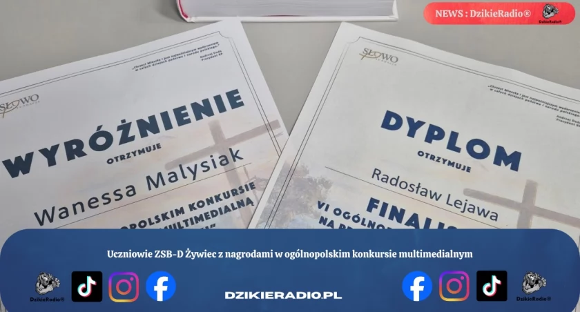 Uczniowie ZSB-D Żywiec z nagrodami w ogólnopolskim konkursie multimedialnym