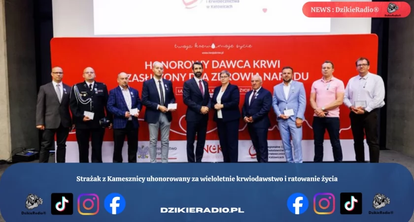 Strażak z Kamesznicy uhonorowany za wieloletnie krwiodawstwo i ratowanie życia