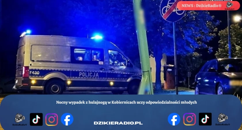 Nocny wypadek z hulajnogą w Kobiernicach uczy odpowiedzialności młodych