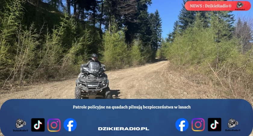 Patrole policyjne na quadach pilnują bezpieczeństwa w lasach