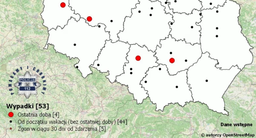 Policyjna mapa śmiertelnych wypadków w Polsce pokazuje skalę zagrożeń w wakacje