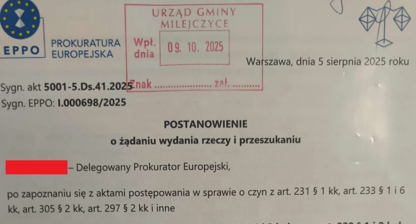 Prokuratura Europejska w Urzędzie Gminy w Milejczycach