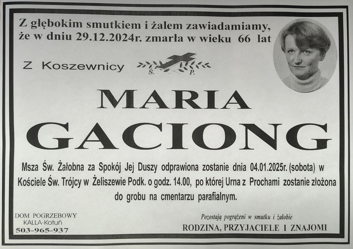 Uroczystości pogrzebowe Marii Gaciong (Majki)