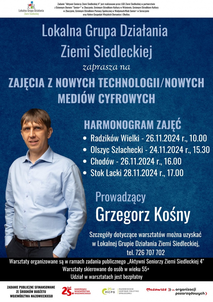Lokalna Grupa Działania Ziemi Siedleckiej zaprasza na warsztaty z nowych technologii