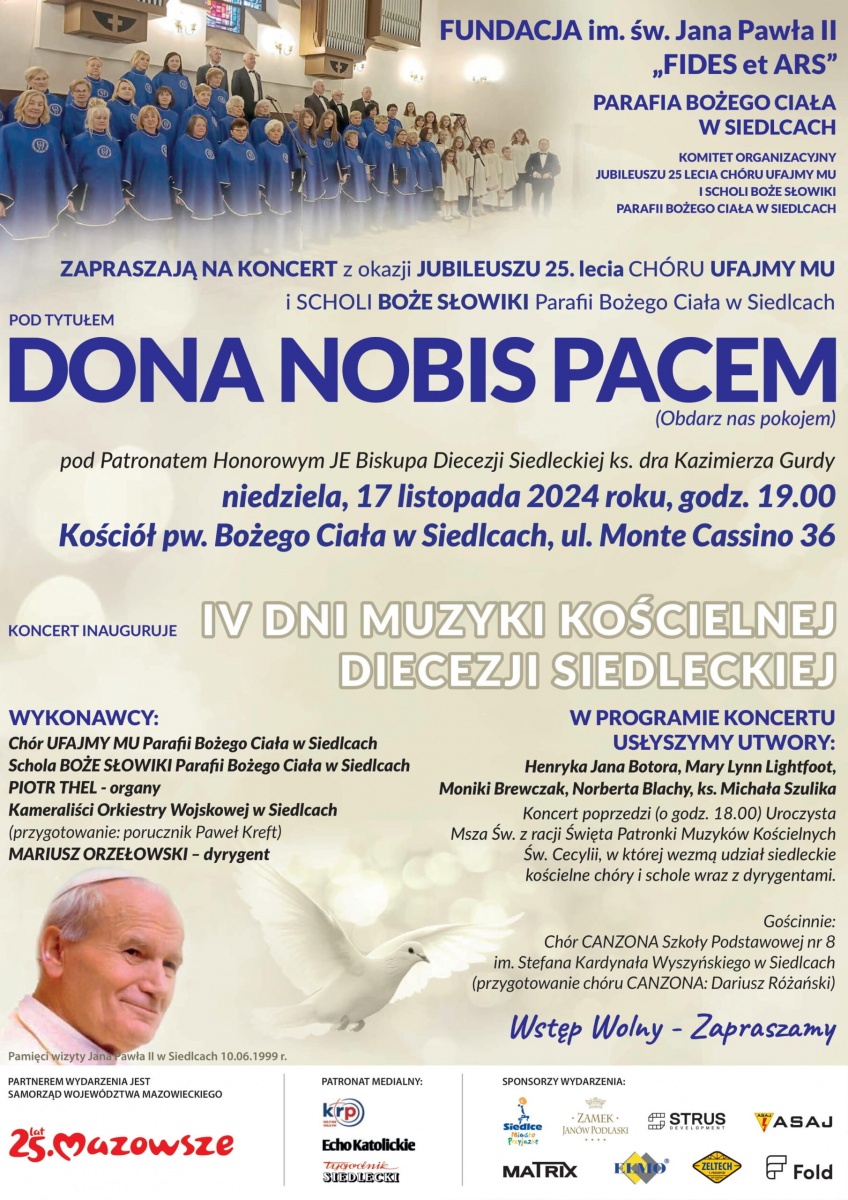 Koncert z okazji 25-lecia chóru i scholi przy parafii Bożego Ciała w Siedlcach
