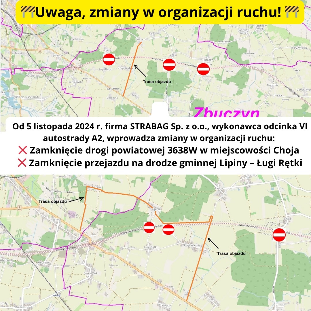 Uwaga! Zmiany w organizacji ruchu na terenie gminy Zbuczyn! 