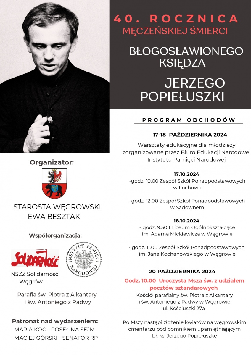 W 40. rocznicę śmierci ks. Jerzego Popiełuszki