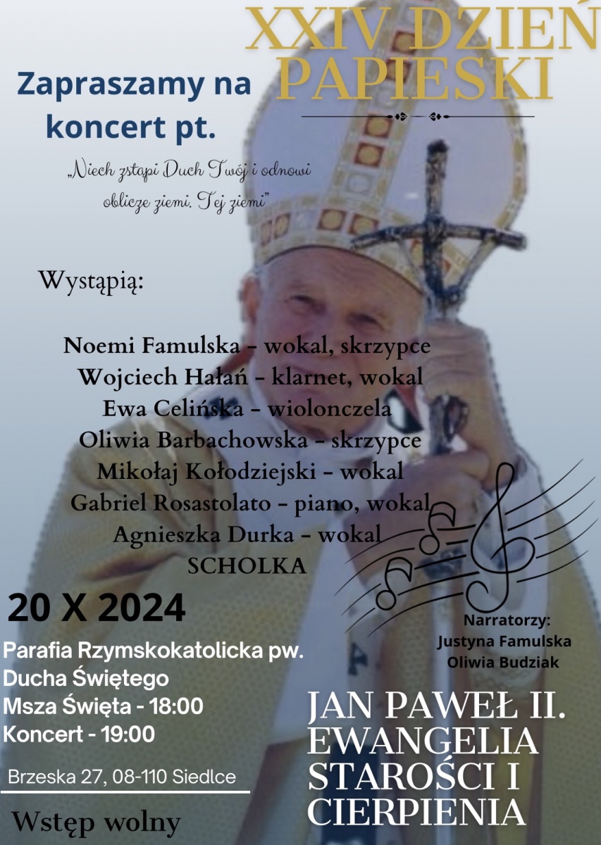 Koncert papieski w parafii Ducha Świętego w Siedlcach