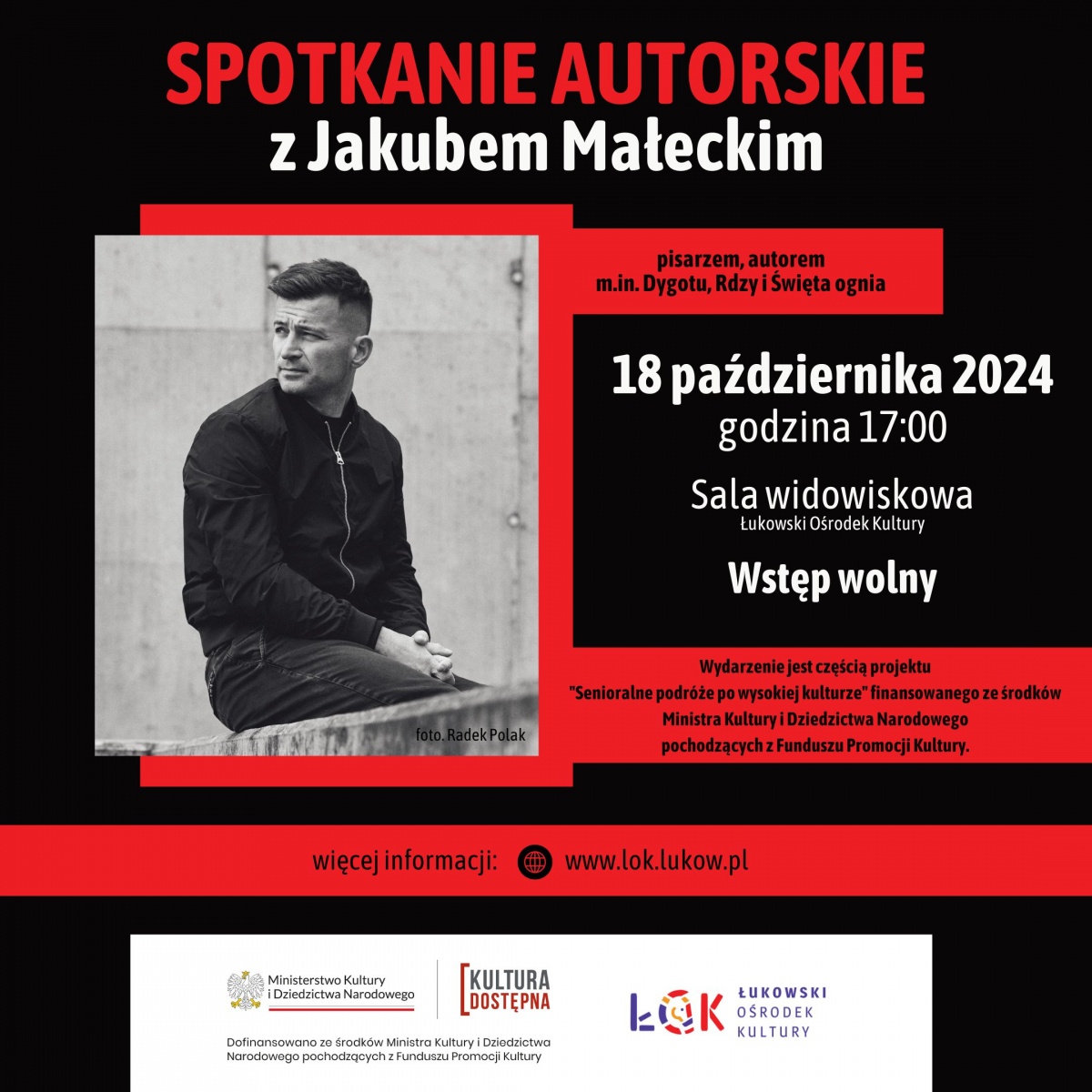 Łuków: Spotkanie z pisarzem Jakubem Małeckim
