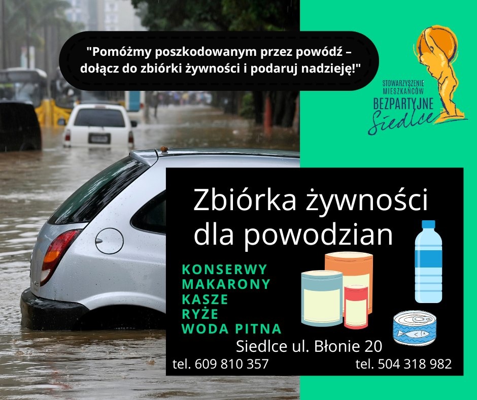 Zbiórka żywności dla osób poszkodowanych w powodzi
