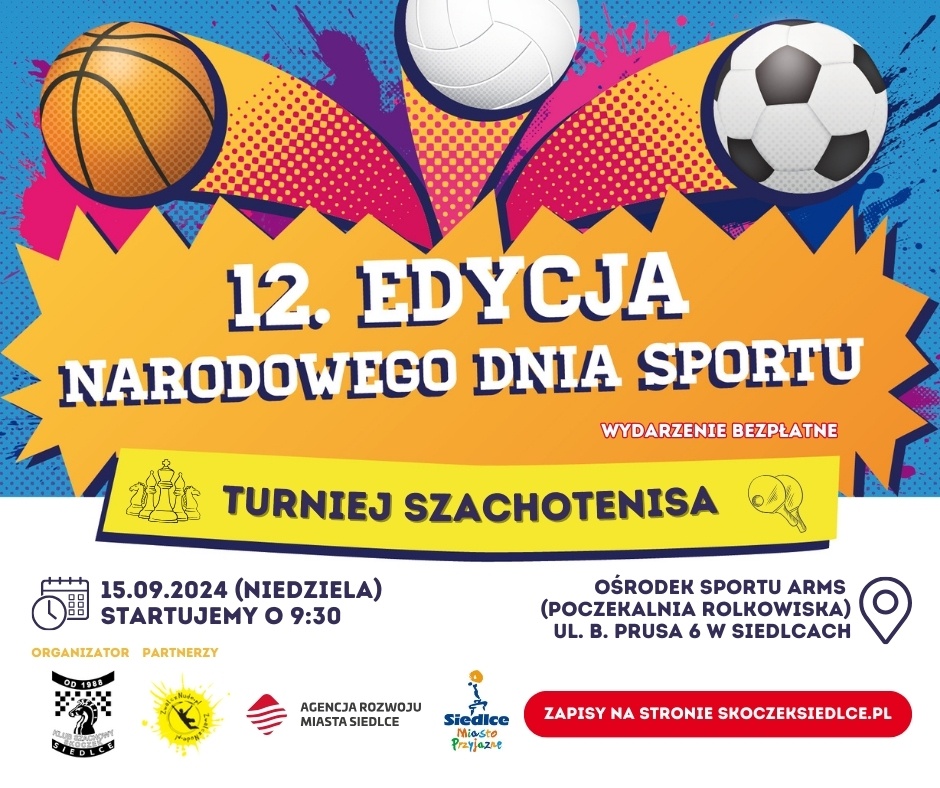Agencja Rozwoju Miasta Siedlce oraz Klub Szachowy ,,Skoczek’’ Siedlce zapraszają do udziału w Turnieju Szachotenisa!