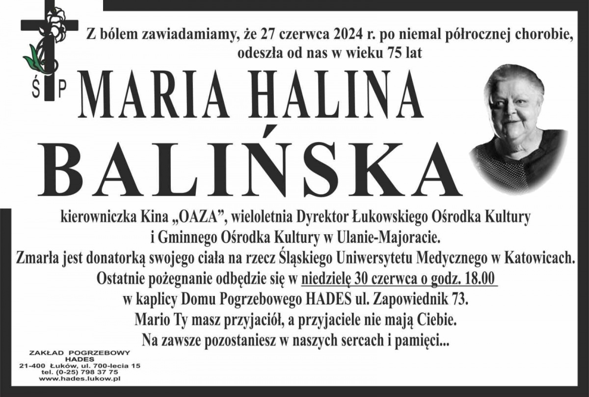 Ostatnie pożegnanie Marii Balińskiej