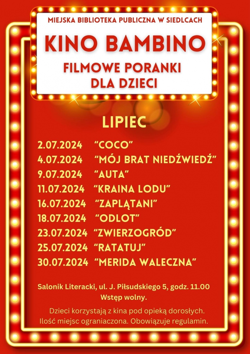 Darmowe filmowe poranki w Miejskiej Bibliotece Publicznej w Siedlcach