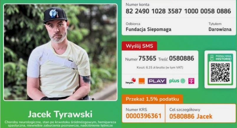 Ruszyły licytacje na pomoc dla Jacka Tyrawskiego