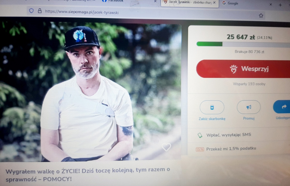 Zbiórka na siepomaga.pl dla Jacka Tyrawskiego