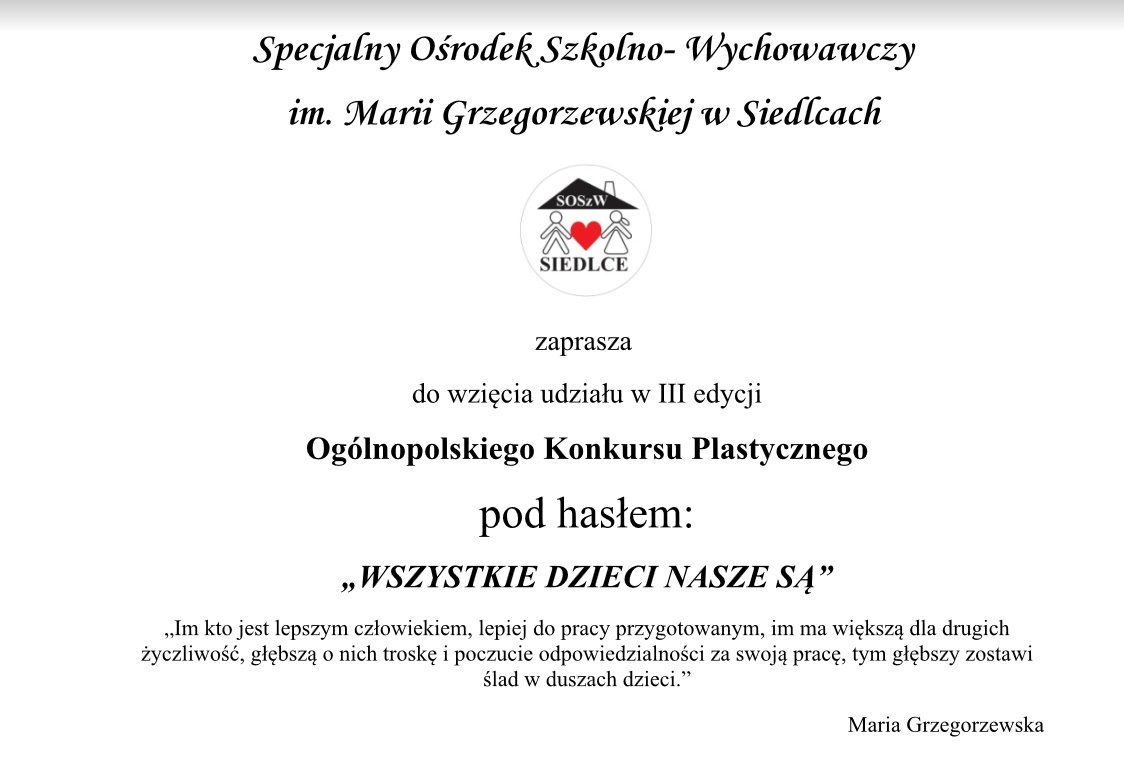 III edycja Ogólnopolskiego Konkursu Plastycznego pod hasłem: „Wszystkie dzieci nasze są”