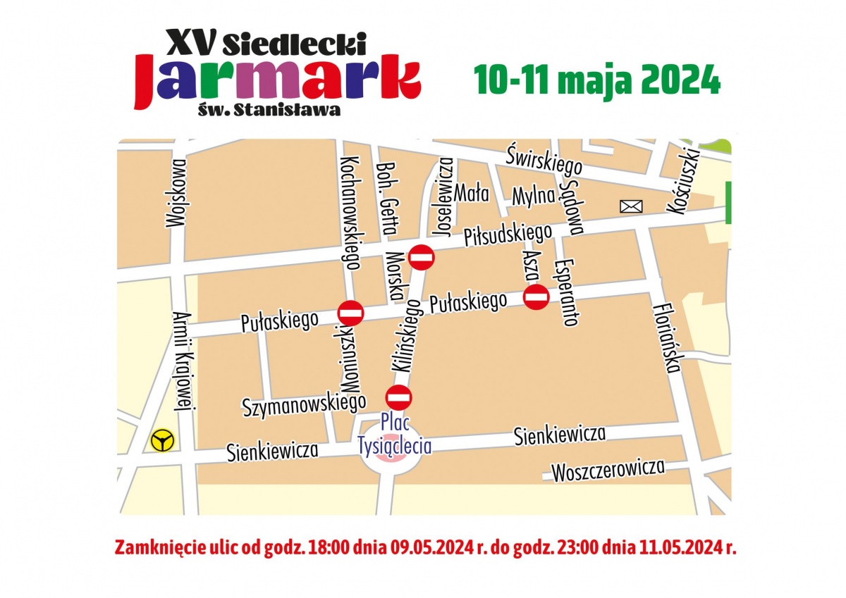 XV Siedlecki Jarmark św. Stanisława  - utrudnienia w ruchu