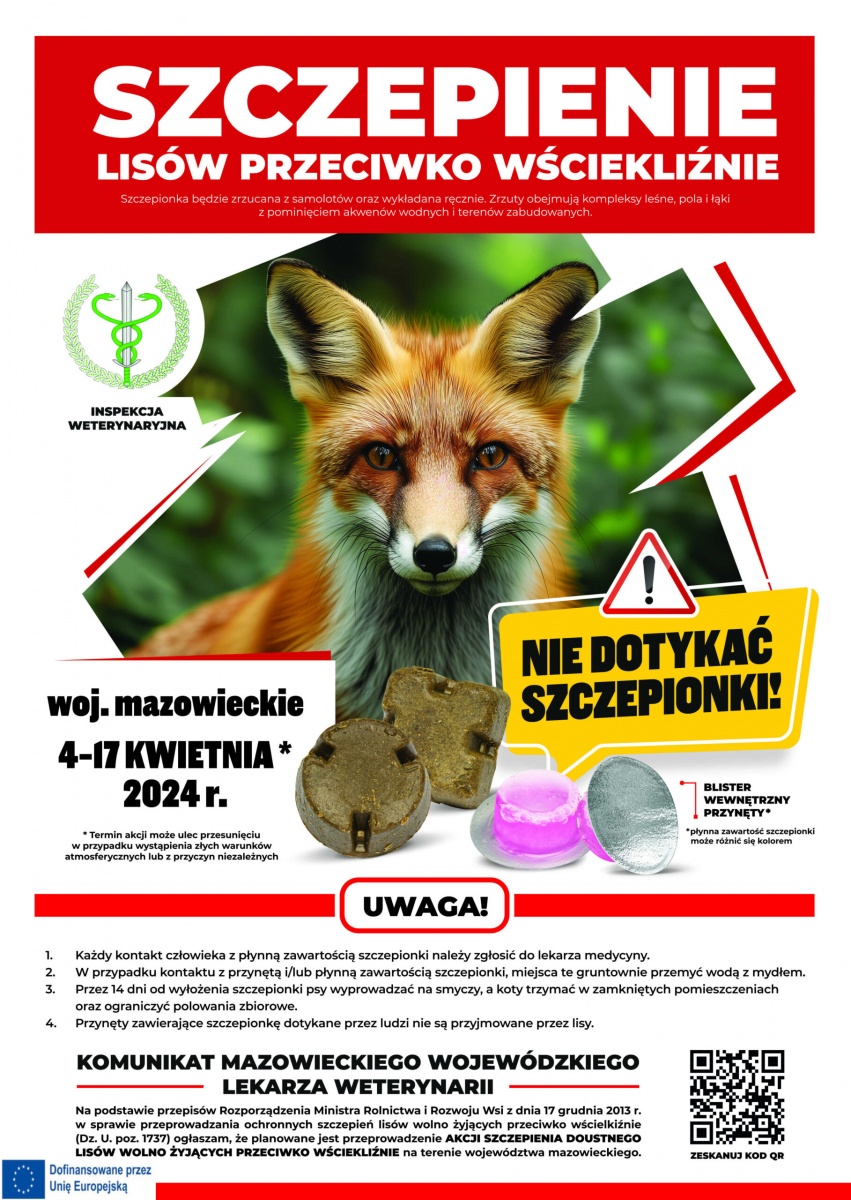 Uwaga! Wiosenna akcja szczepienia lisów w naszym regionie!