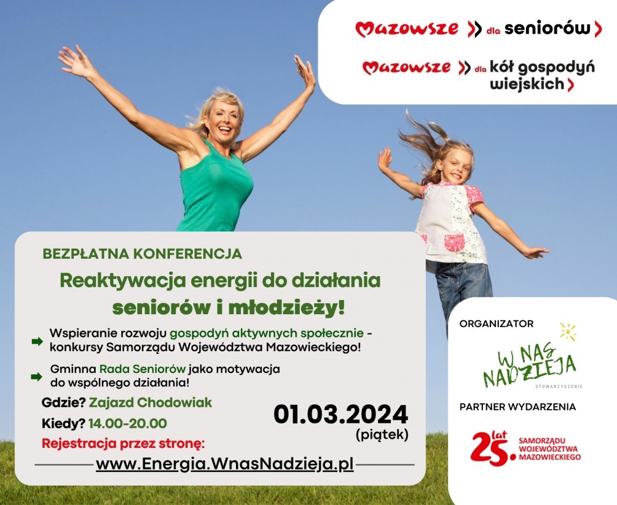 Bezpłatna konferencja „Reaktywacja energii do działania seniorów i młodzieży!”