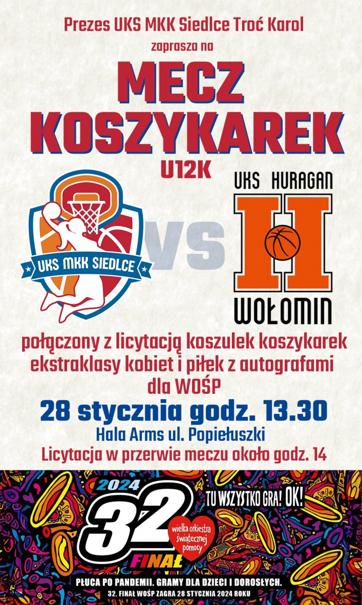 UKS MKK Siedlce - zagra mecz i wesprze WOŚP