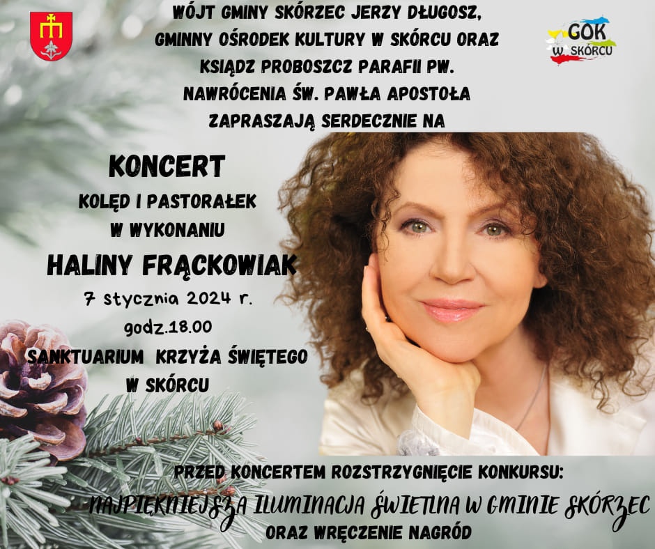 Halina Frąckowiak zaśpiewa kolędy w Skórcu