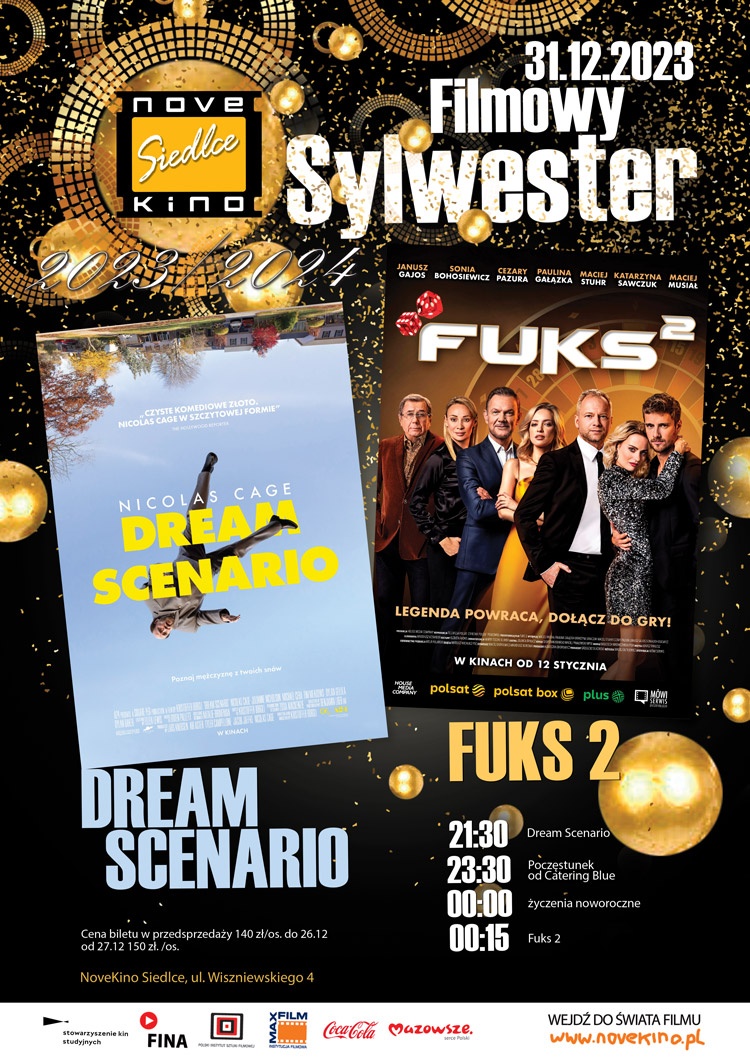 Filmowy Sylwester w Novekino Siedlce! Zaczynamy 31 grudnia o godzinie 21:30!