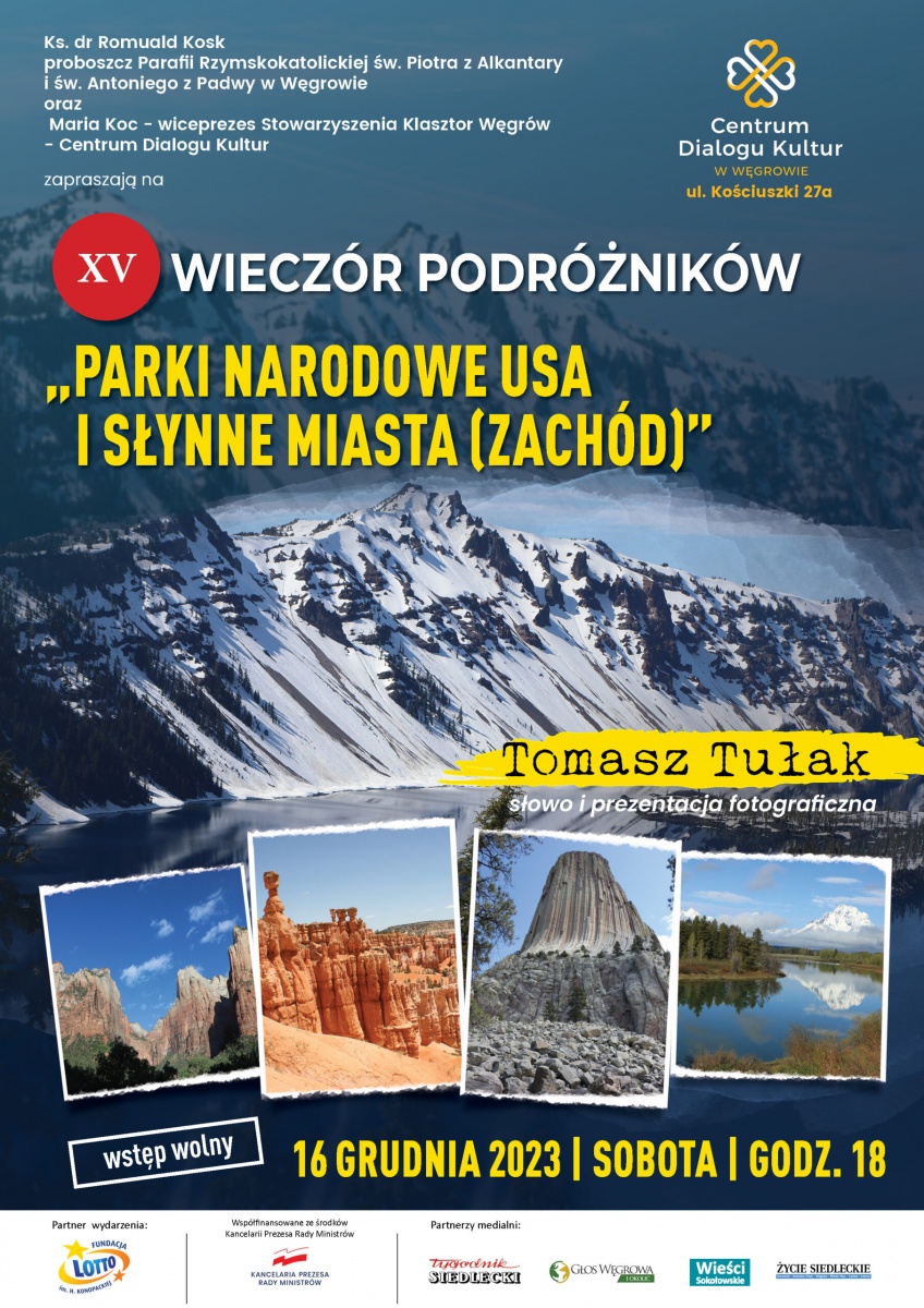 Wieczór Podróżników w klasztorze: Parki Narodowe USA i słynne miasta